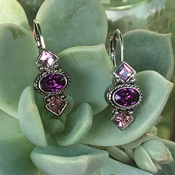 Jewelry - VTG Leverback Amethyst Earrings